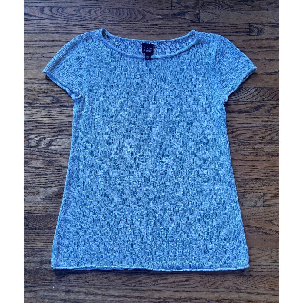 EILEEN FISHER Beige 100% Linen T Shirt Tee Blouse Top Women's Size Medium - Picture 3 of 9